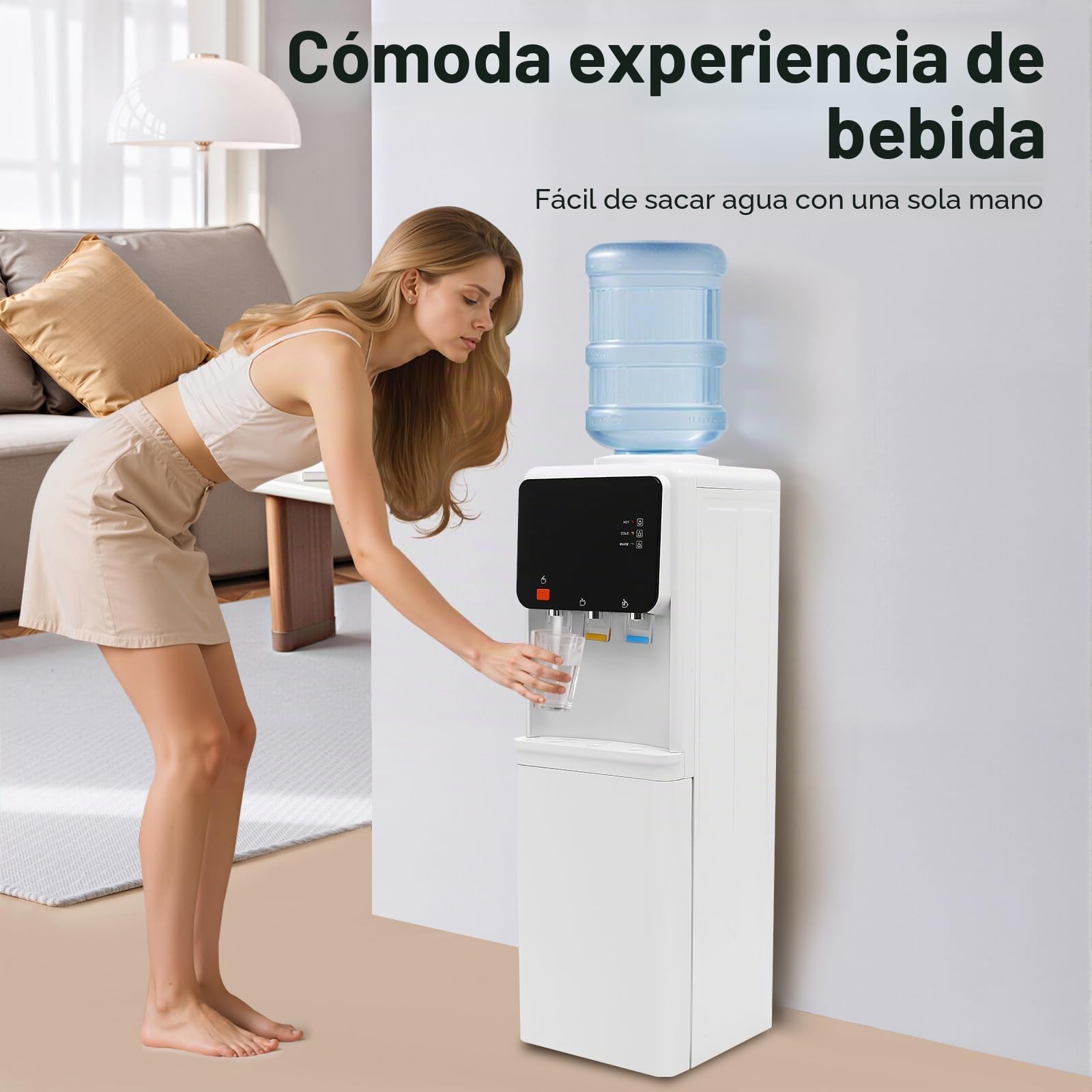 ‎Dispensador de agua eléctrico de pie, caliente y frío, doble función, máquina de beber de pie, dispensador de agua caliente y fría con 500 W de potencia de calentamiento y 75 W de potencia