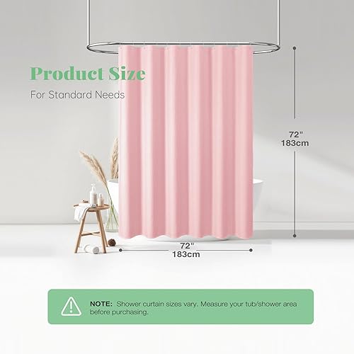 Miniatura 4 de Dynamene Cortina de ducha de tela rosa, cortinas de ducha de tela resistente con textura de gofre, juego de cortina de baño de lujo de 256 GSM, con
