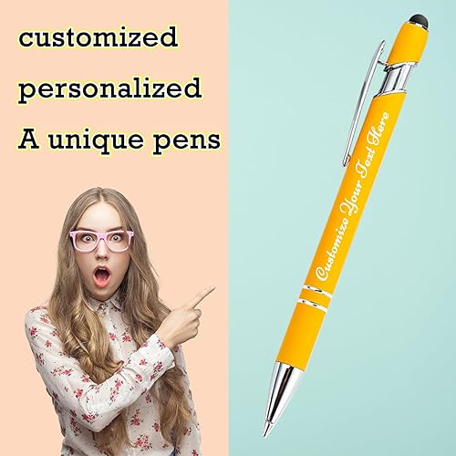 Miniatura 5 de Coregiftr Bolígrafos personalizados, bolígrafo grabado personalizado con punta de lápiz capacitivo, bolígrafo de tinta retráctil personalizado para