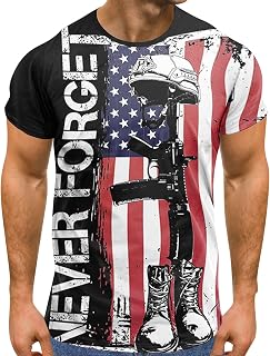 T Shirts For Men Uk Gym Running Workout Tshirts For Men, Mens Summer Independence Day Flag Digital 3D Printing Soft And Comfortable T Shirt With Round Neck Tee Shirts For Men Adult Mens T Shirt