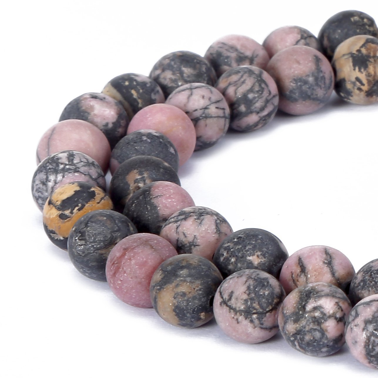 Ruilong Rhodonite Gorgeous Natural Fushia Drusy Agate Gemstone Matte Round Loose Beads For Jewelry Making