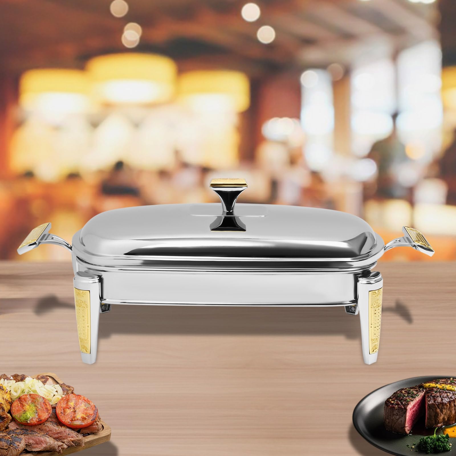 Chafing Dish, 2,2 l/3,2 l, scaldavivande con coperchio, contenitore termico per buffet, catering, feste, casa (scomparto monopezzo), JJFTIW9ZWDHS8+I6-WLK