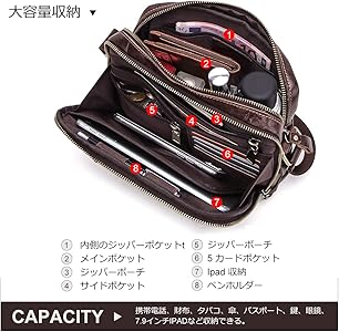 Amazon | [コンタクトズ] メンズ ショルダーバッグ 本革 斜め掛け
