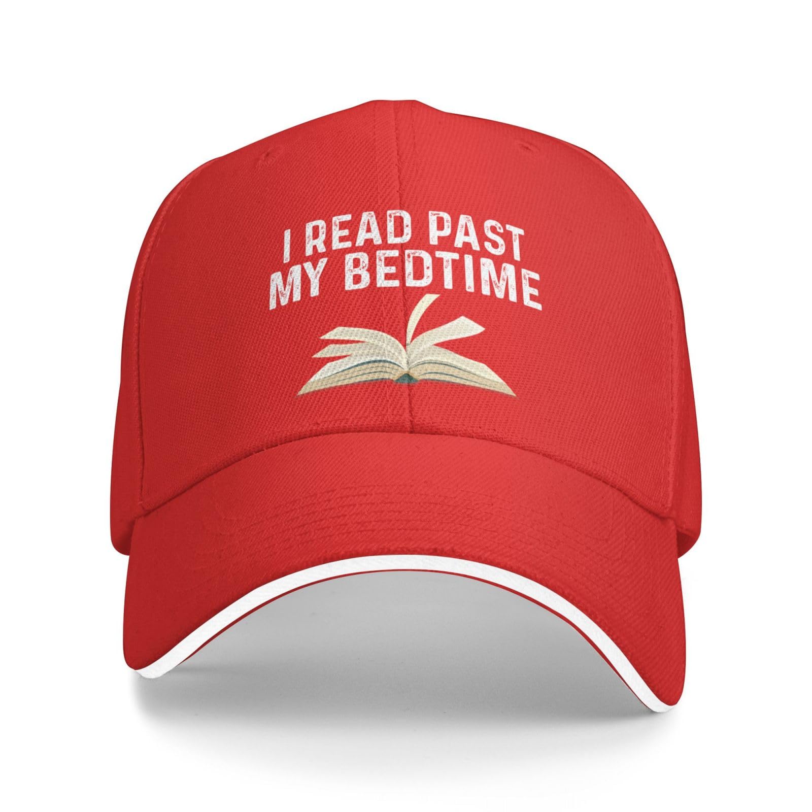 Ositerpz I Read Pasts My Bedtime Hat for Men Baseball Caps Funny Hats Red