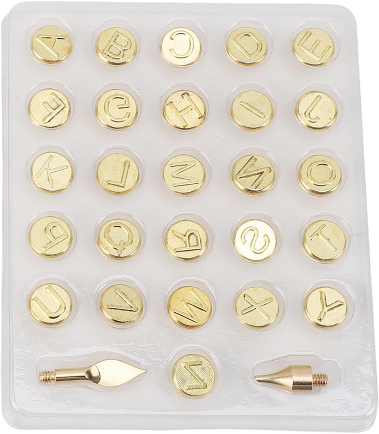 Pyrography Brass Burning Tips 26 Letters Set Heat-Proof Brass for Wood Sign Making, Leather Branding, Paper Craft Personalization, Soldering Iron Stencils Compatible with Wood Carving Tools