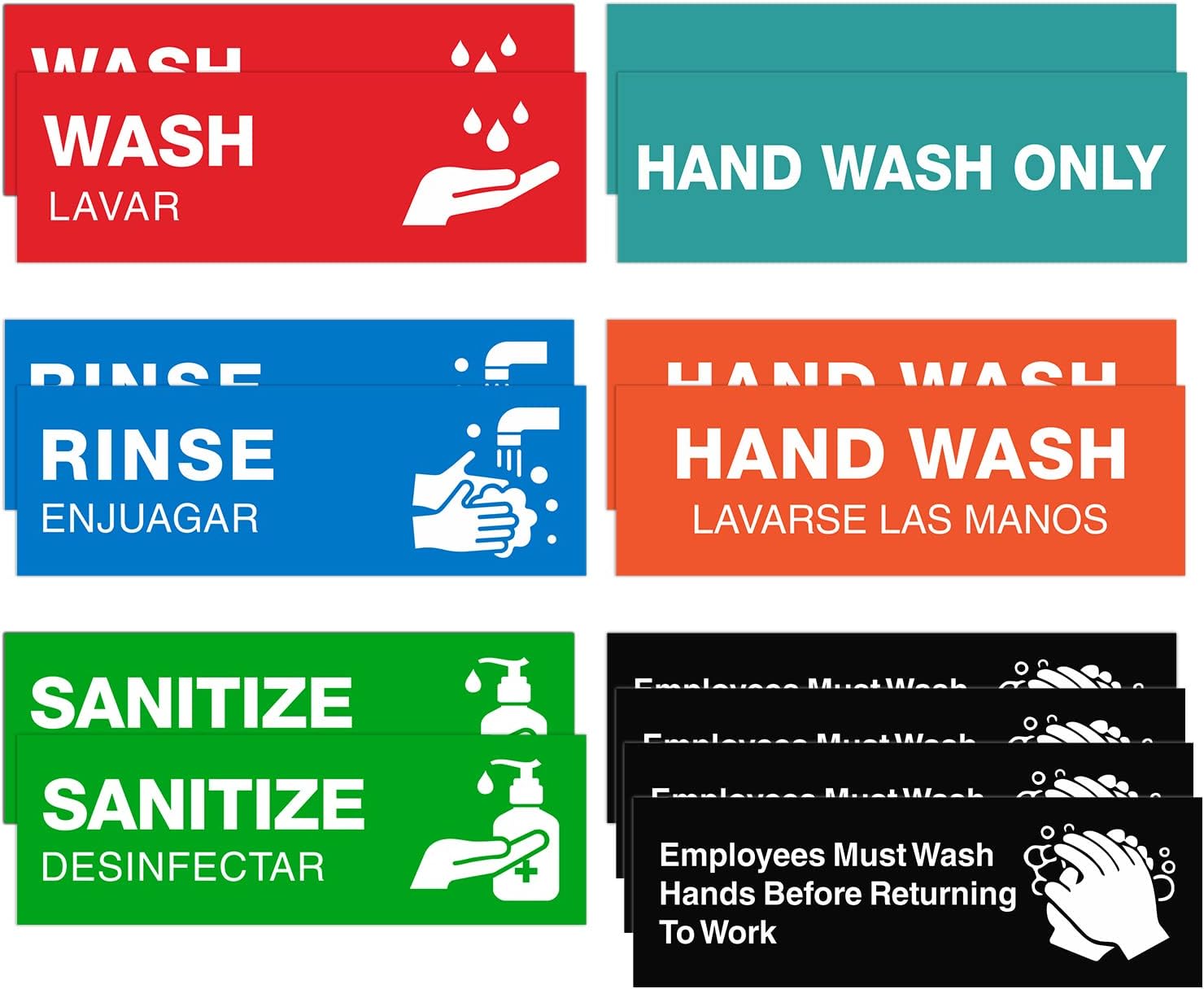 Wash Rinse Sanitize Sink Labels, Employee Must Wash Hands Signs Sticker(14 Pa...