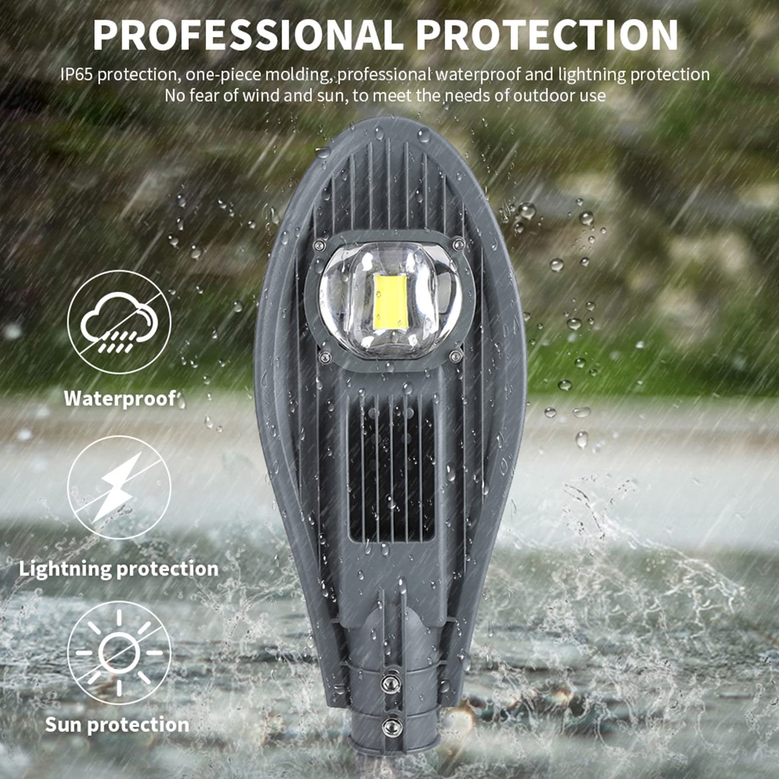 Lampione Stradale a LED Ad Alta luminosità, IP65 Impermeabile, Lunga Durata della Lampadina, Adatto per Illuminazione di Cortili, Strade, Parchi e Giardini con Eccellente (Bianco