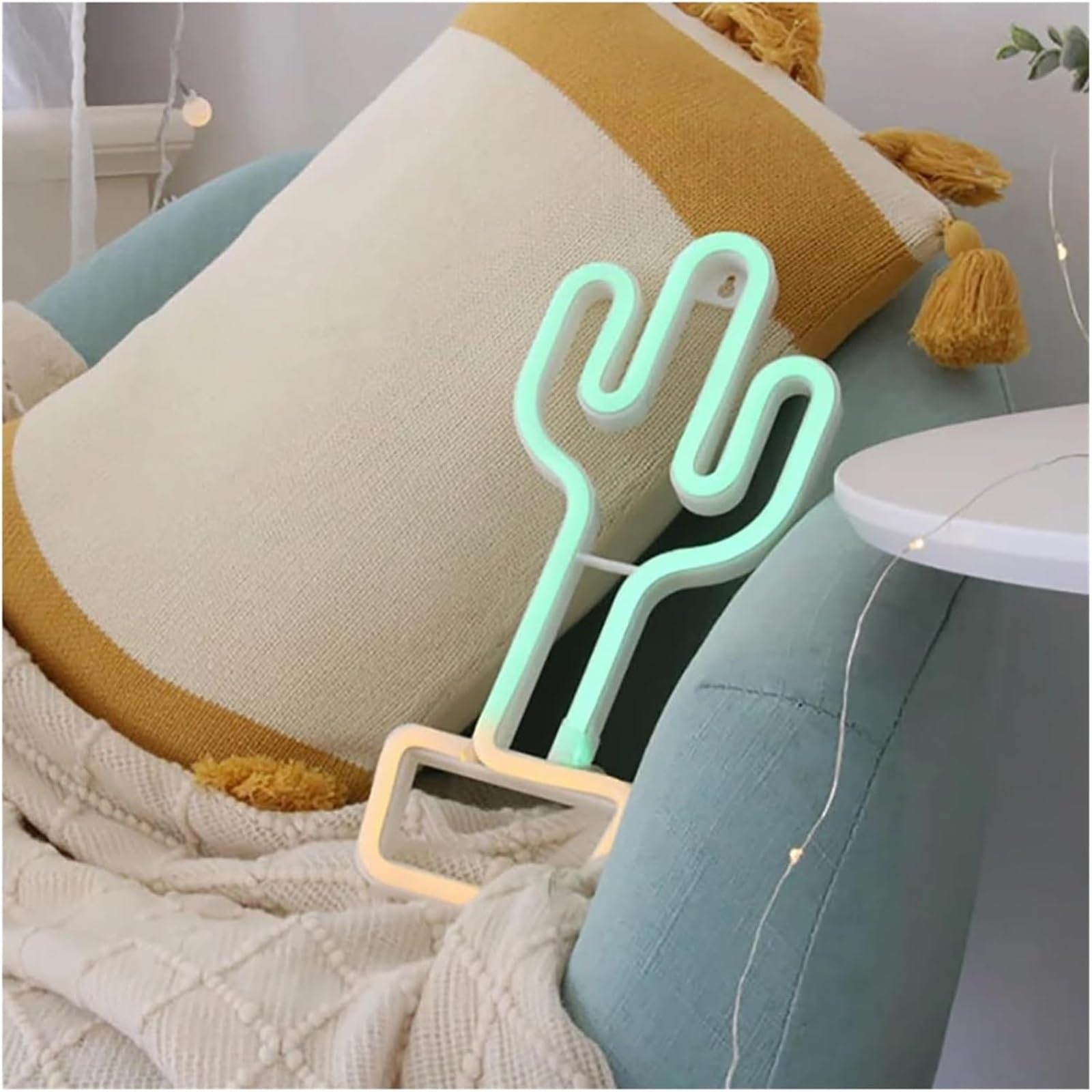 Lampada al neon Lampada al neon a forma di per vaso per cactus, alimentata a batteria da 5 V per la cameretta dei bambini