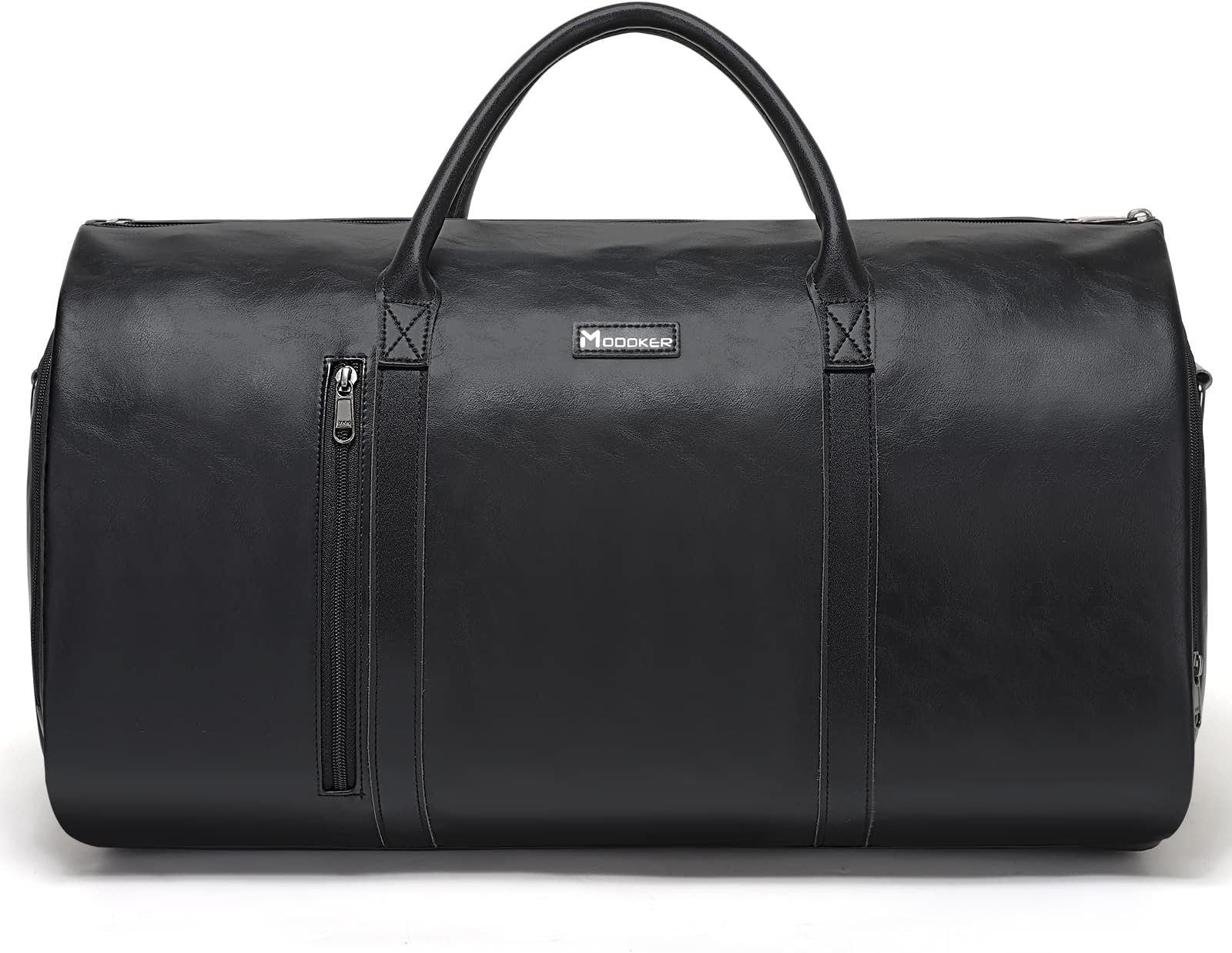 Modoker Convertible Leather Garment Bag, Carry on Garment Bags for Travel, Garment Duffel Bag, Gifts for Men Women Business Waterproof Suitcase Suit Travel Bags, Black