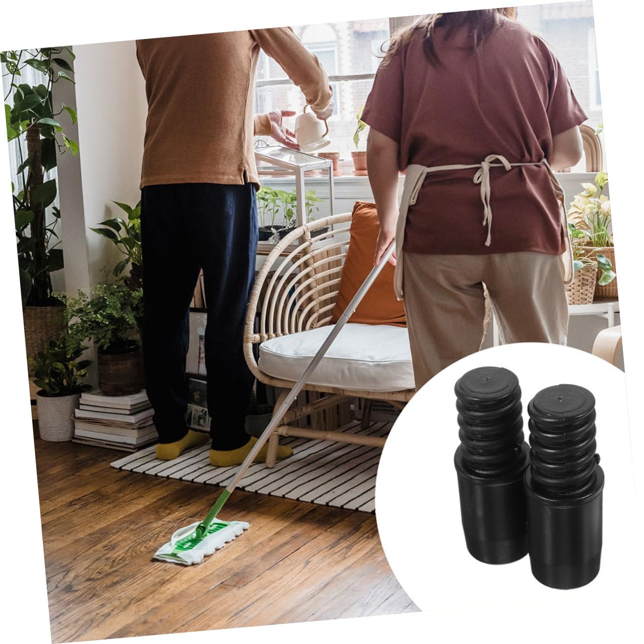 6 Piezas Adaptador de Roscada para Mango Telescópico para Fregona y Herramientas de Limpieza Compatible con Varillas de Material Duradero y Práctico