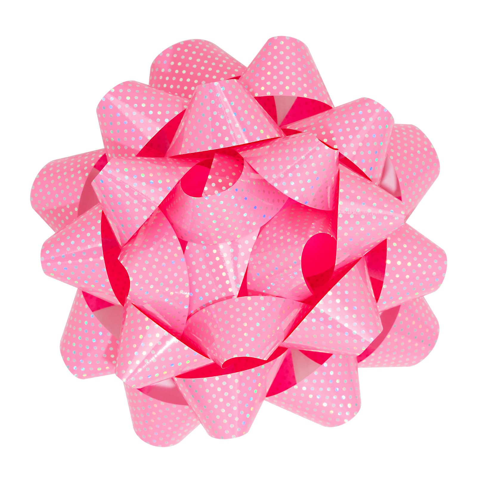 MAYPLUSS8" Gift Bow, 1 Bows, Pink Dot with Foil Shine, Perfect for Birthday, Holiday, Party Favors Decorations