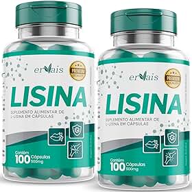 Lisina 2 Frascos 200 cápsulas - Porção de 1000mg Recomendado - Linha Premium