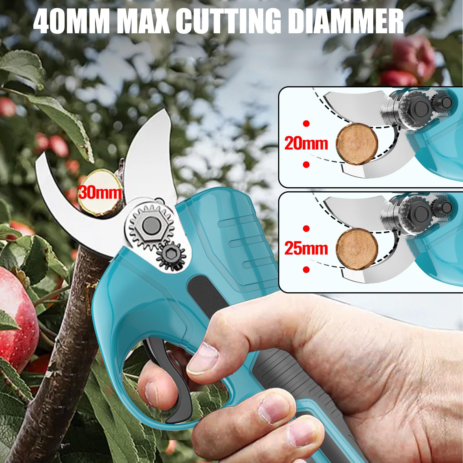 Tijeras de podar eléctricas profesionales con batería, repuesto para Makita, tijeras de podar con batería de 2 x 3,0 Ah, diámetro máximo de corte de 30 mm, ramas con batería para podar el jardín