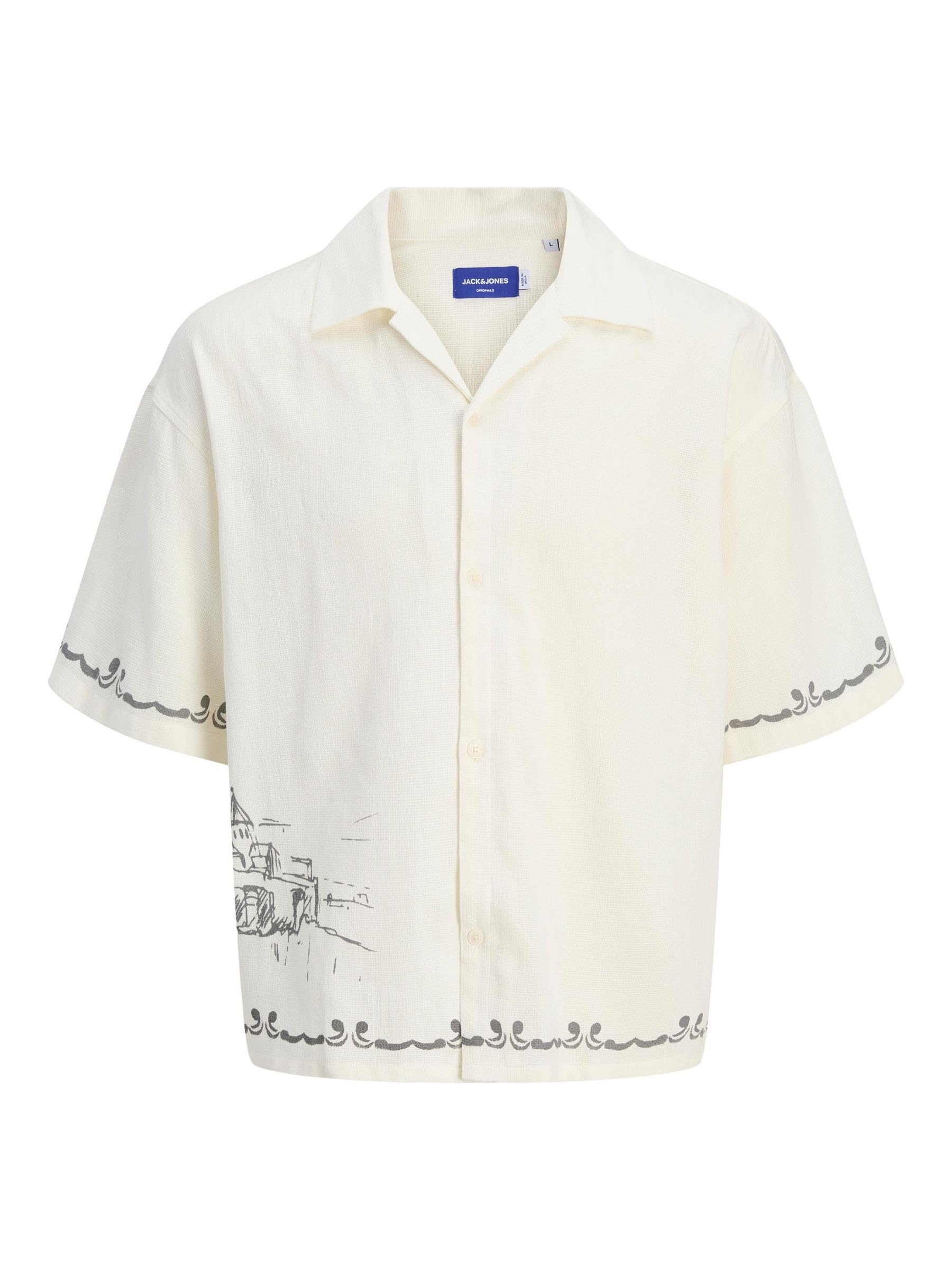 JACK & JONES Men's Joracapulco AOP Resort Shirt SS, Cloud Dancer, XS