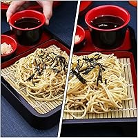 Vista 4 de Cabilock Platos de fideos japoneses de Soba con tapete de drenaje, bandeja de servir comida de estilo japonés, tabla de fideos de sopa, plato