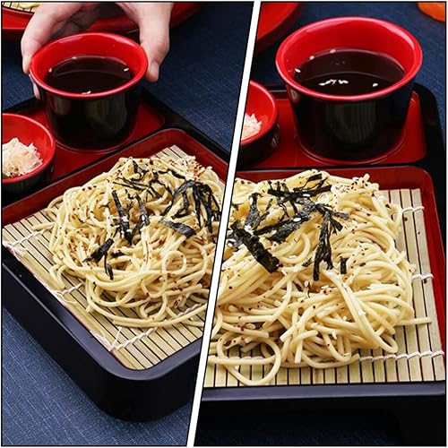 Miniatura 4 de Cabilock Platos de fideos japoneses de Soba con tapete de drenaje, bandeja de servir comida de estilo japonés, tabla de fideos de sopa, plato de