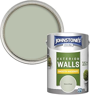 Johnstone’s – Exterior Smooth Masonry Paint – Natural Sage – Up to 15 Years Protection – Weather & Dirt Resistant – 60m² Coverage Per Tin - Dry in 1-2 Hours – 5 L
