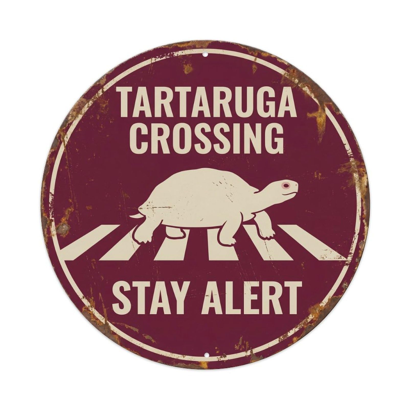 Metal Tin Sign Tartaruga Crossing Stay Alert