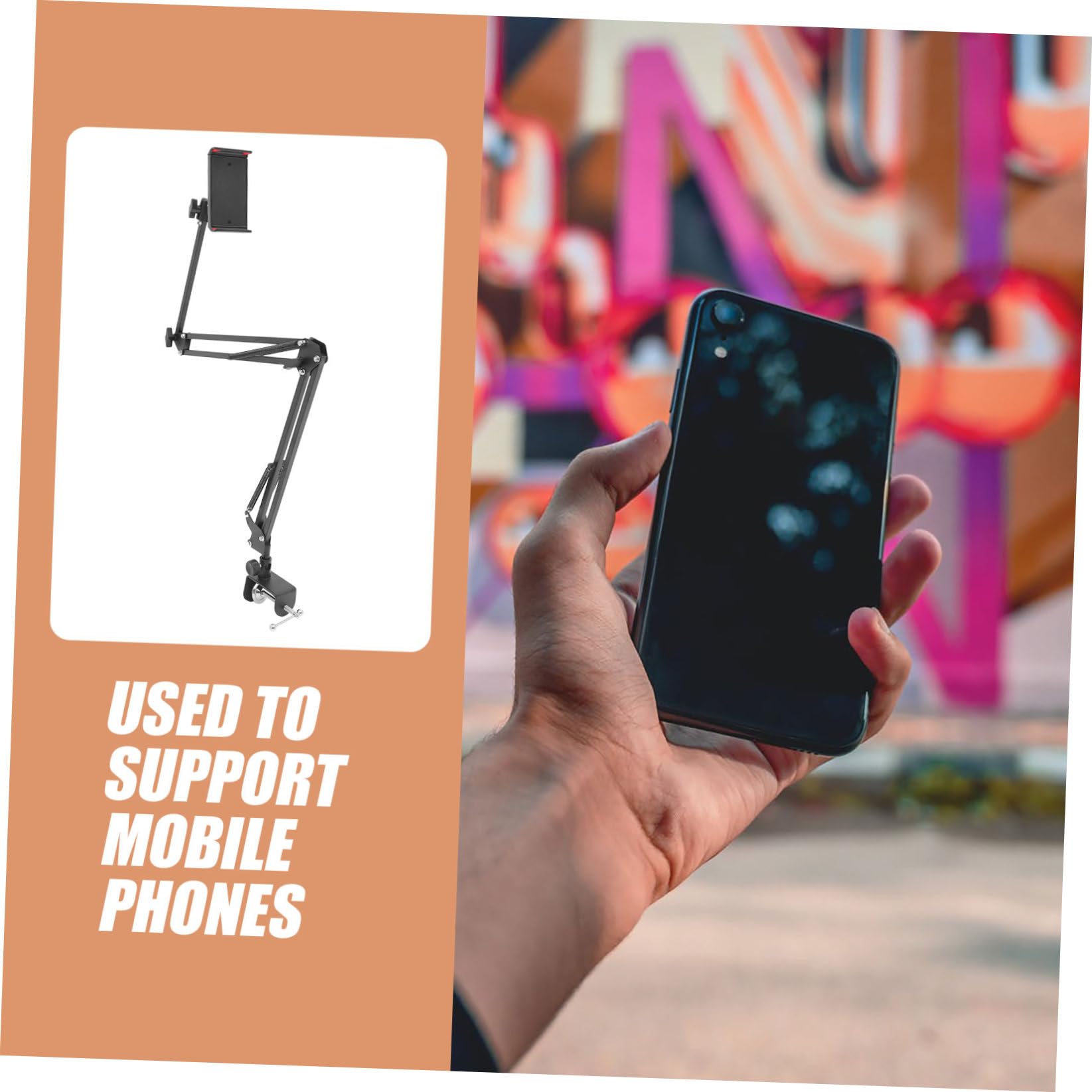 1pezzi Supporto per Telefono Sbalzo per Tablet da Tavolo per Cavo di Ricarica Utilizzabile su Superfici Verticali e Orizzontali