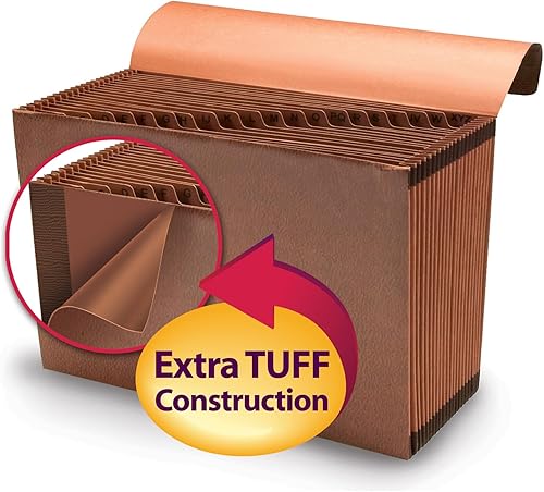 Miniatura 3 de Smead TUFF - Archivador expansible, 21 bolsillos, alfabético (A-Z), cierre de solapa y cordón, tamaño oficial, cuerda roja (70320), paquete de 1