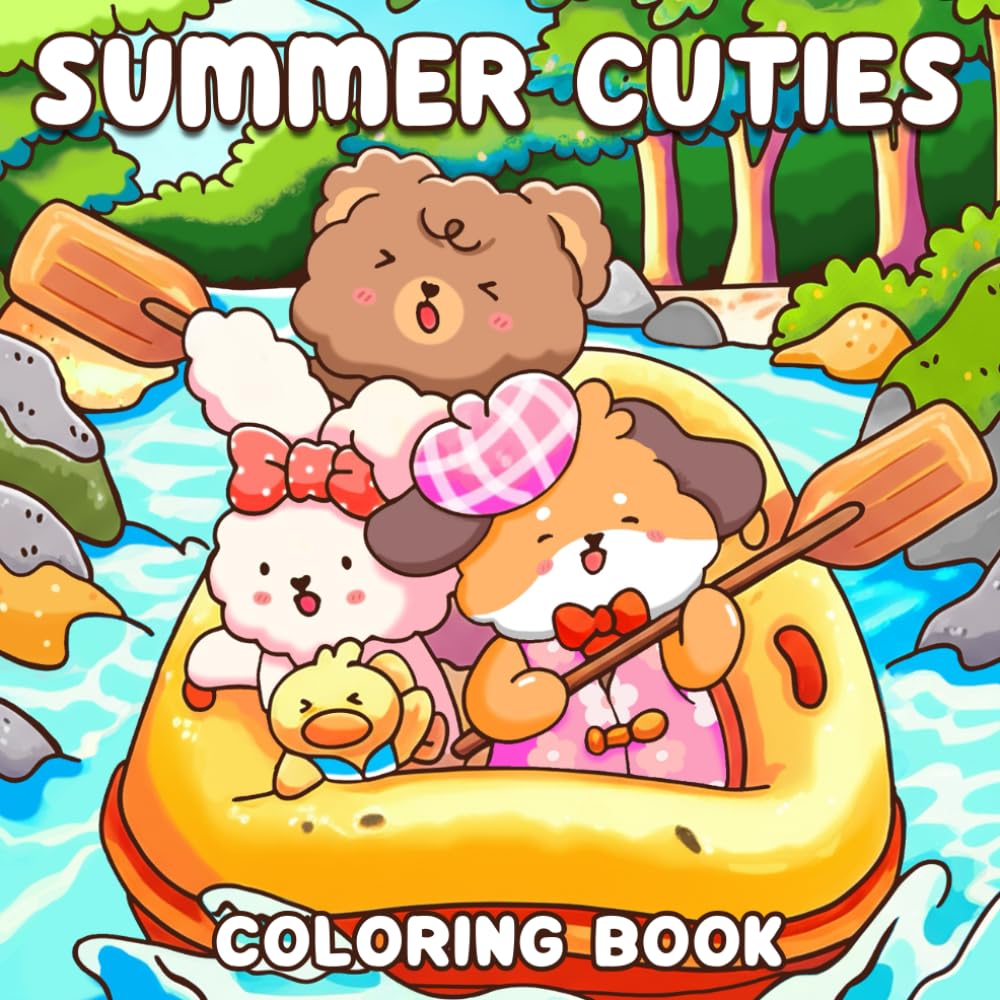 Summer Cuties Coloring Book: Cute Coloring Pages Featuring Adorable Animal Characters in Relaxing Sunny Days, Beach Vibes and More Coastal Fun Illustrations for All Ages Stress Relief