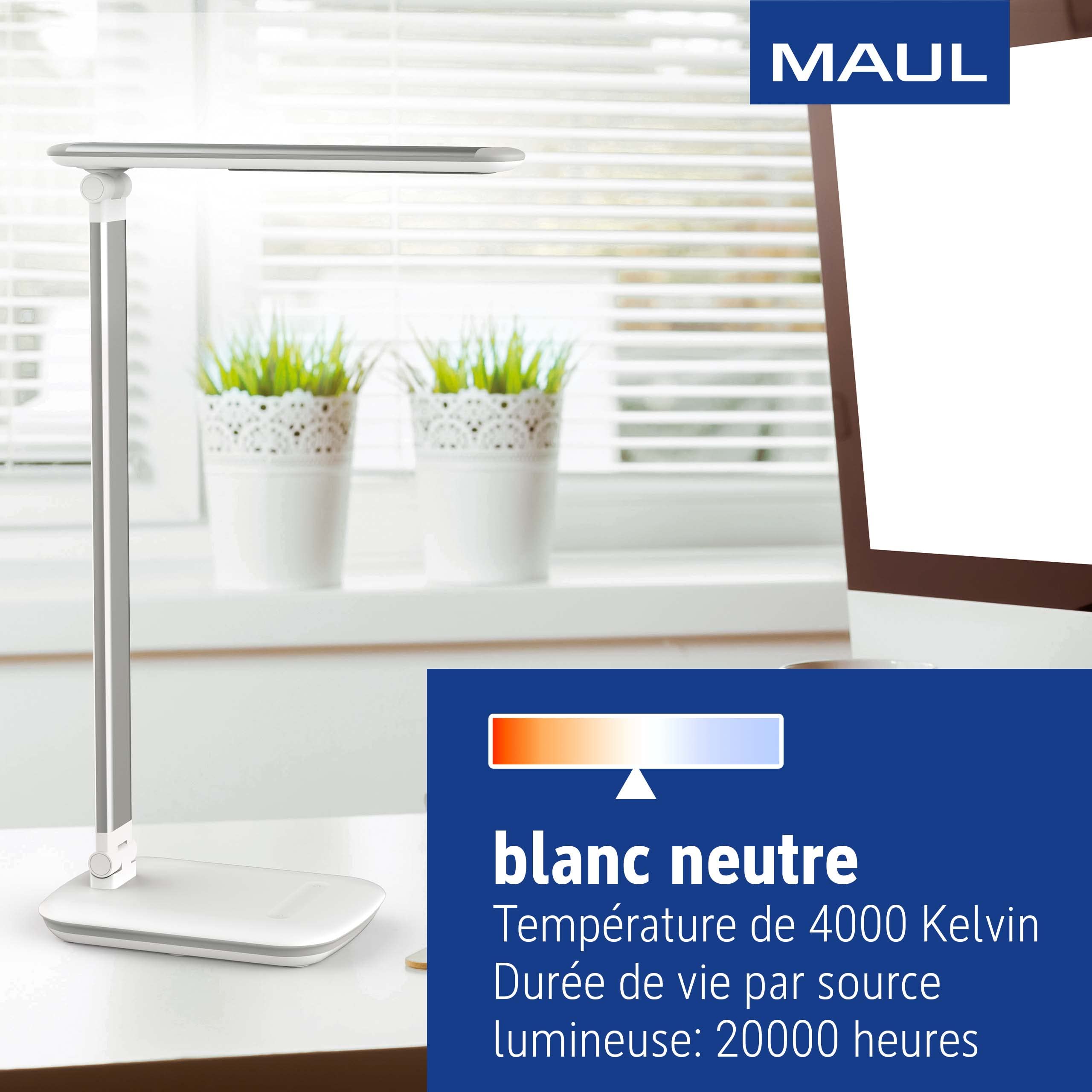 MAUL Lampe de Bureau LED MAULjazzy Blanche dimmable USB orientable