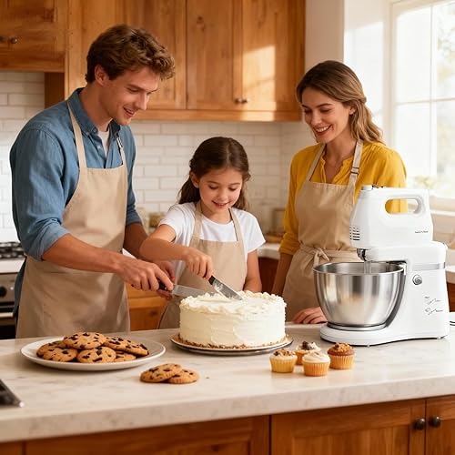 Miniatura 7 de Batidora eléctrica automática de cocina de 4.8 cuartos de galón de capacidad, tazón inteligente giratorio y batidor de pie y mano, mezclador