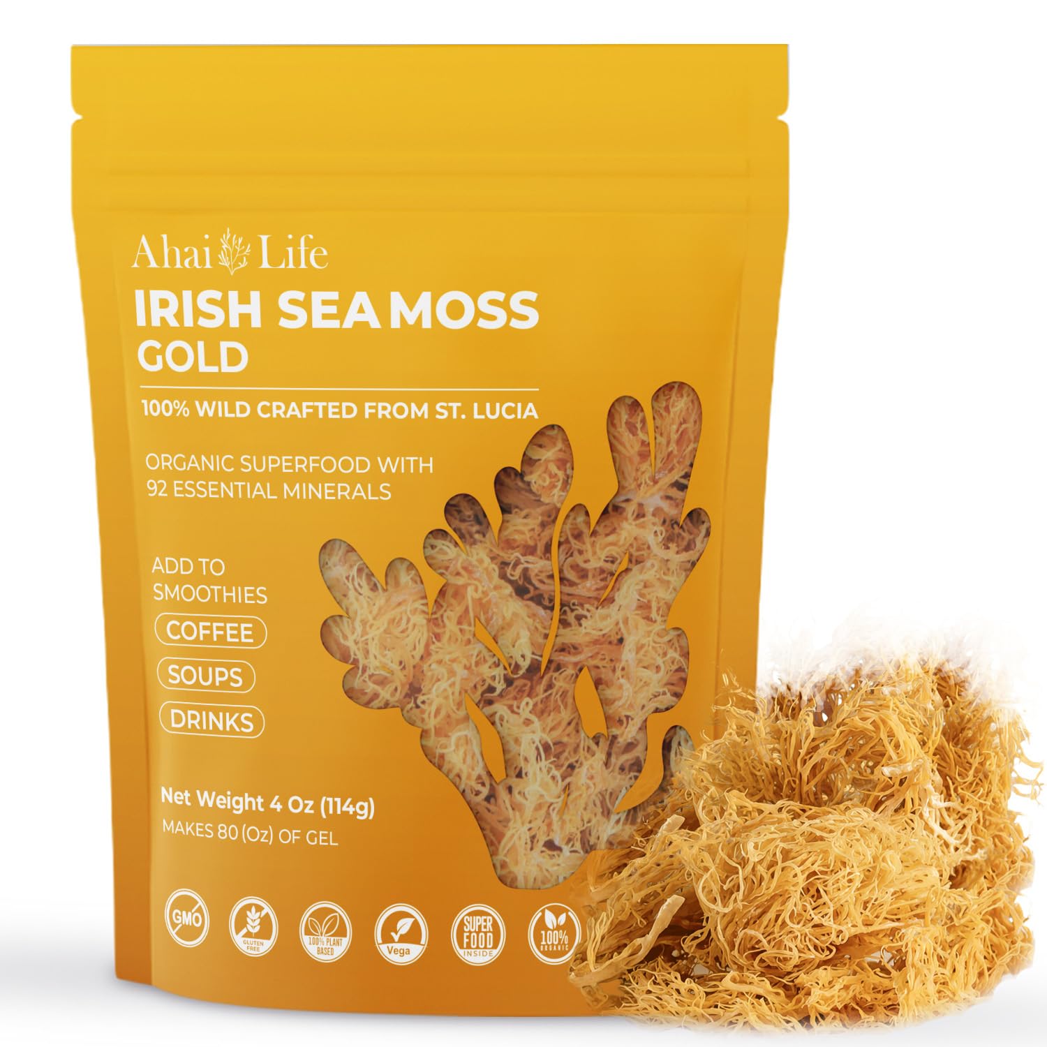 Ahai Life Organic Sea Moss Raw 100% Wild Crafted Sea Moss Raw Organic from ST...
