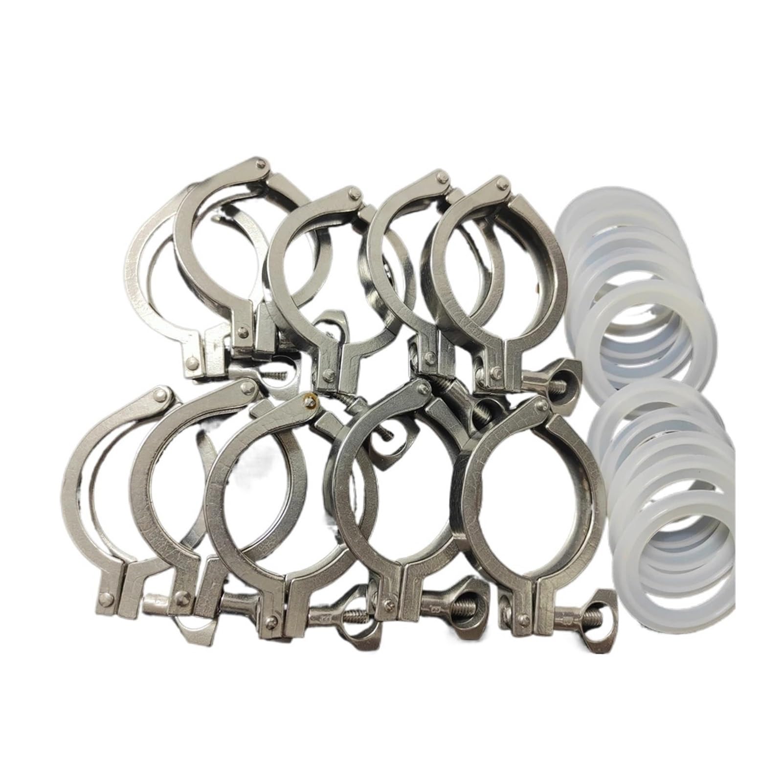Pipe clamp, Clamp 1.5" 2" 2. Tri 50.5/64mm Ferrule 304 Stainless Steel Fitting for Home Brewing(1pc,K 64MM 2IN_Other)(10pcs,K 50.5MM 1.5IN-Other)