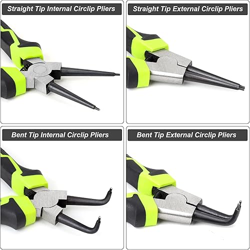 Miniatura 9 de FASTPRO Juego de alicates de anillo de presión de 4 piezas de 7 pulgadas, kit de alicates de clip para circuito interno/externo con mandíbula