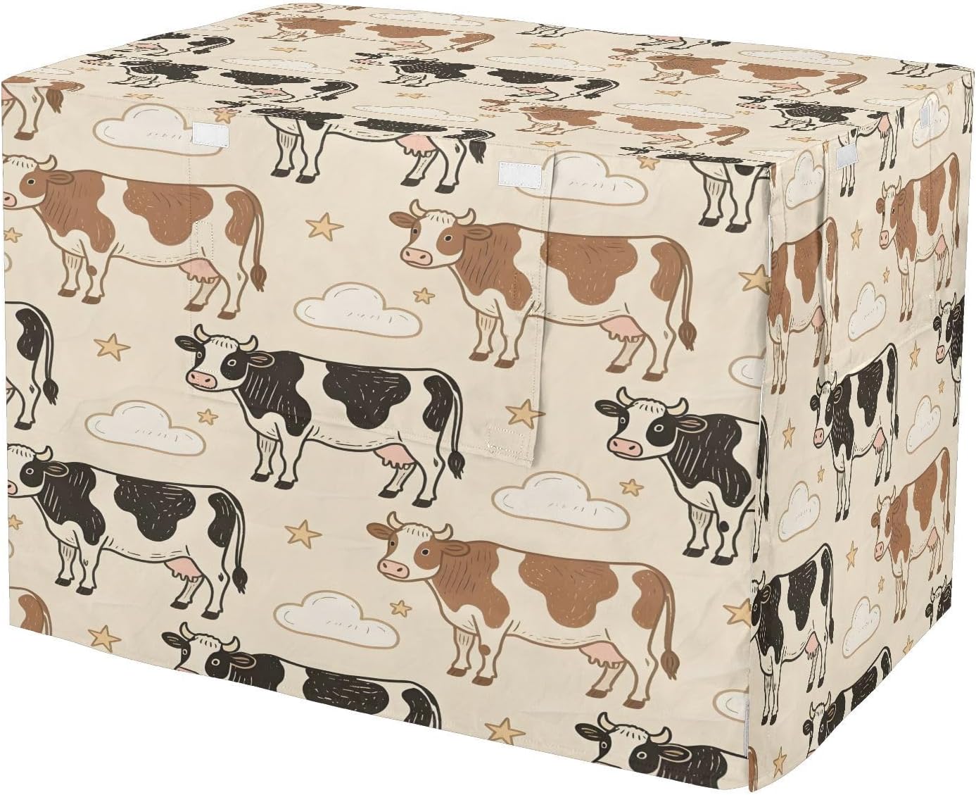 Brown and Black Cows Dog Crate Cover 600D Oxford Pet Kennel Cover with Mesh Window for Dog Cages, Windproof Waterproof Machine Washable, 42"x28"x30"