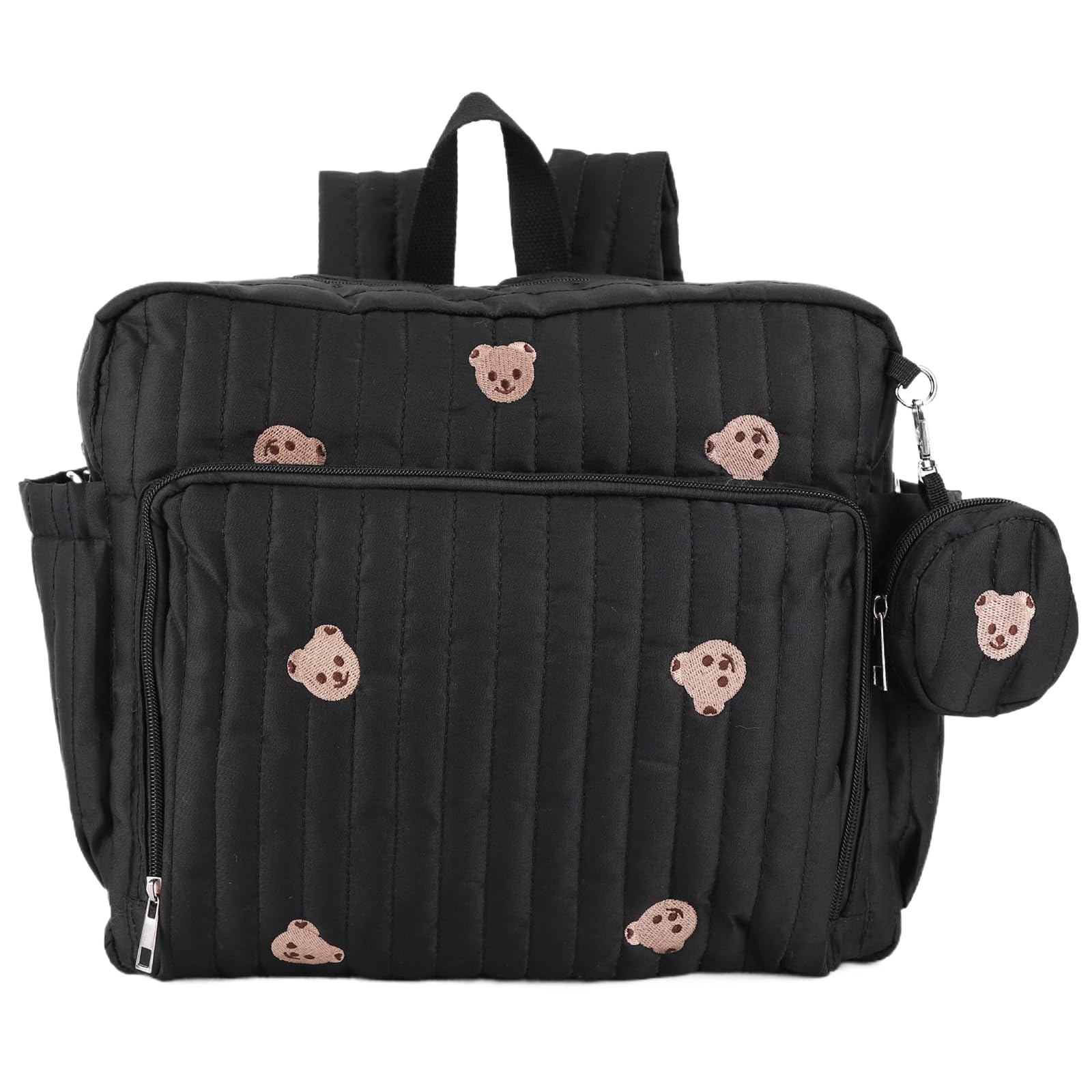 ANKICK Diaper Changing Backpacks Diaper Bag Tote Medium Maternity Travel Bag with Changing Pad Cute Teddy Bear Hospital Bag, Black, M, Cute