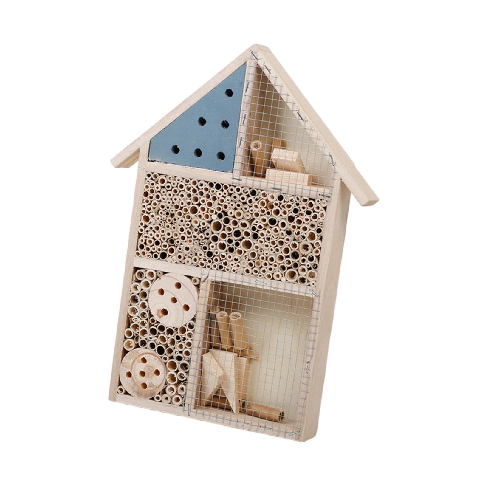 Rifugio per E Farfalle in Legno Hotel per Insetti Casetta da Appendere Protezione dagli Agenti Atmosferici Decorazione da Giardino, Blu, 25x4x35cm