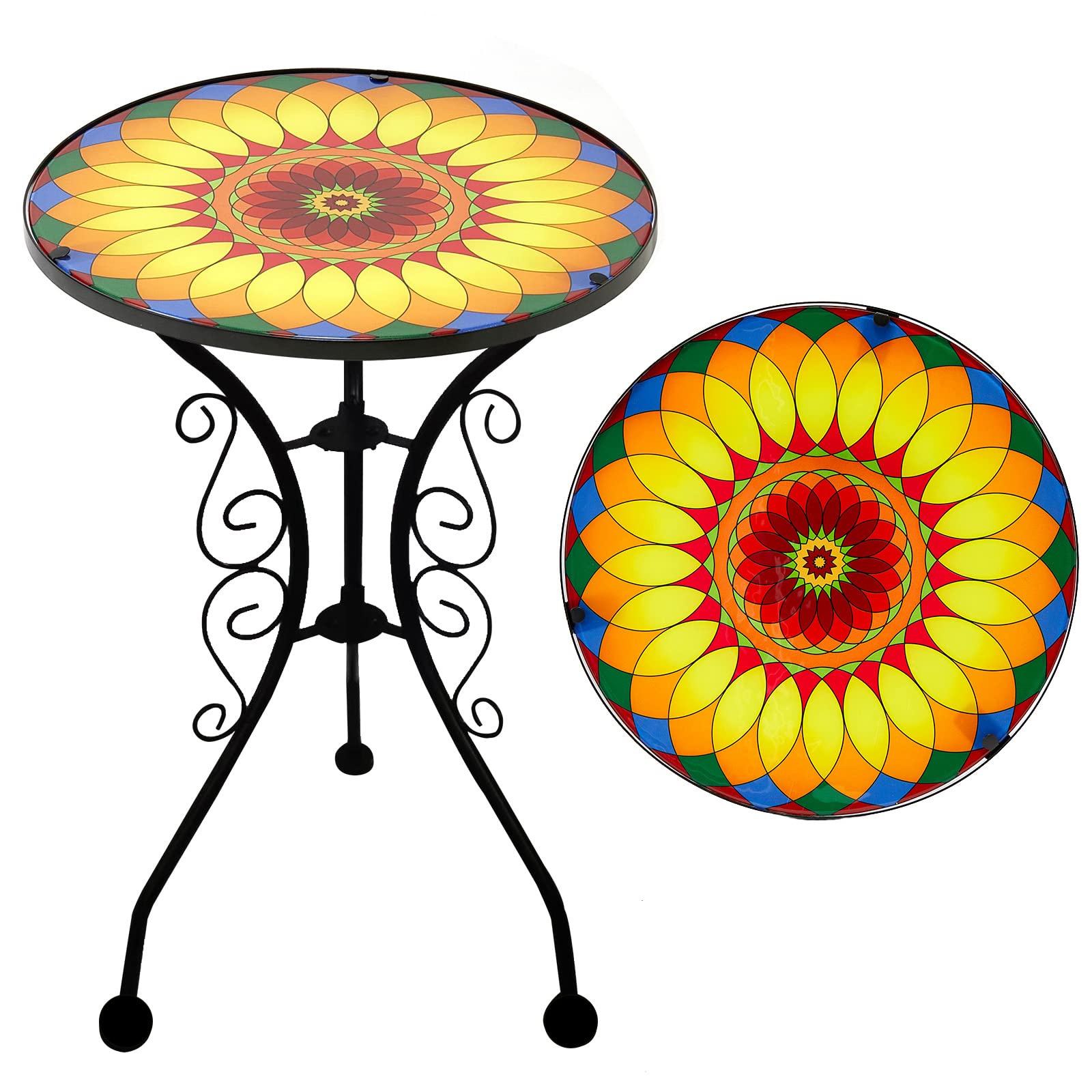 Lifoberstar Small Patio Side Table 21" End Table with 14" Sunflower