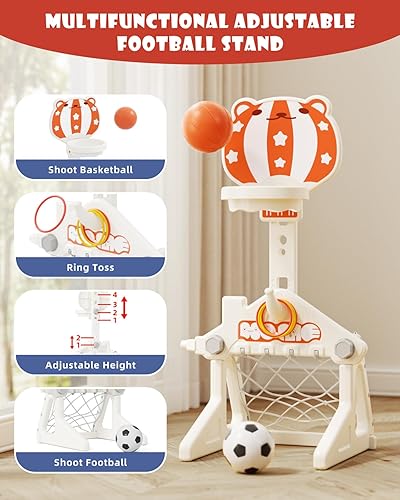 Miniatura 4 de Glaf Juego de tobogán y columpio para niños pequeños 6 en 1, juego para exteriores, tobogán para niños pequeños de 1 a 3 años, juguetes de escalador