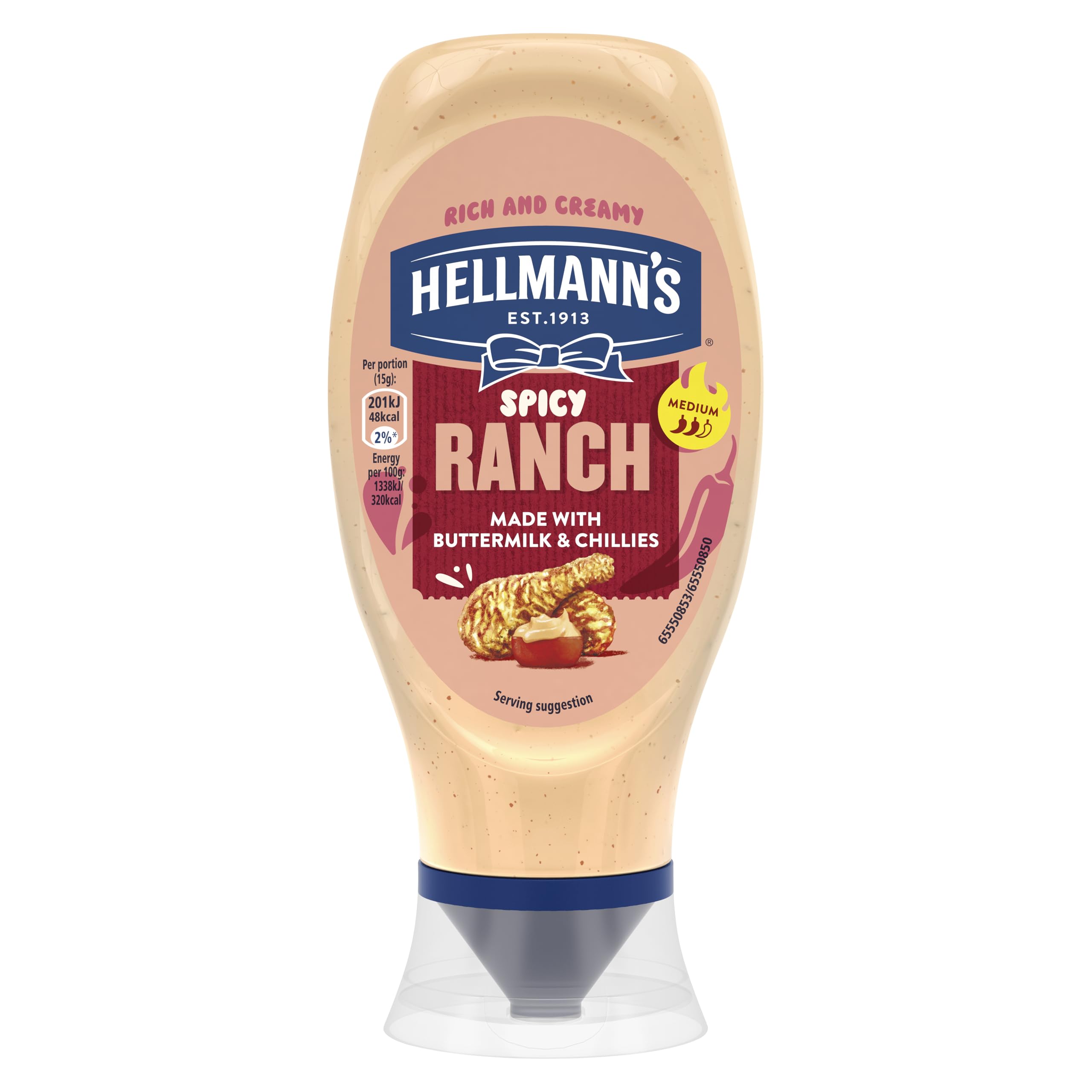 Hellmann's Spicy Ranch Sauce made with Buttermilk & Chillies add a fiery kick to any dish 430 ML