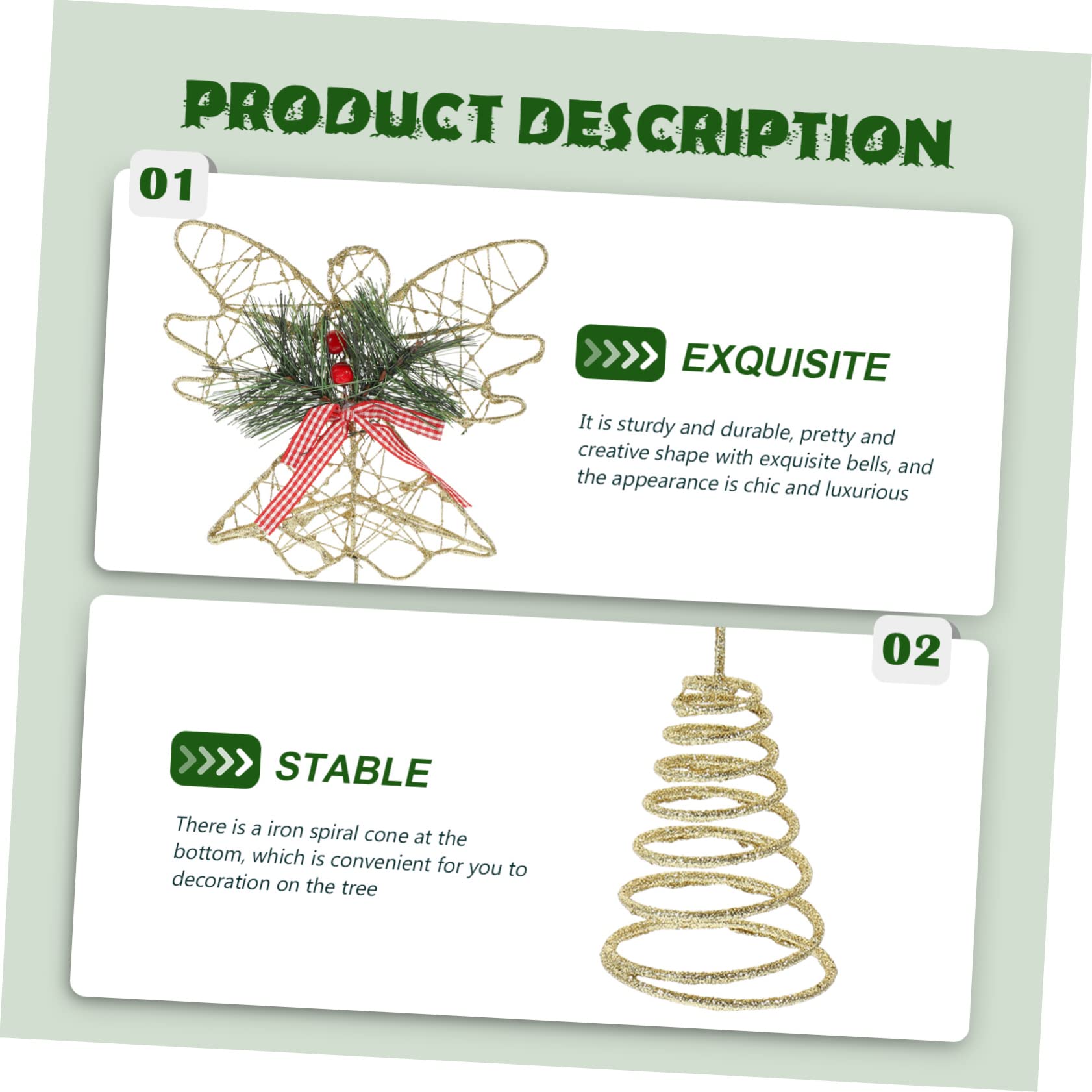 VOSAREA 3 Pièces Étoile d'arbre d'ange Décor Étoile Haut De Forme d'arbre De Coeur Topper d'arbre De Noël Ange Décor De La Nativité Étoile De Dessus De Sapin De Noël Décor LED Le Fer