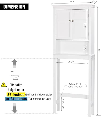 Miniatura 2 de UTEX Gabinete de almacenamiento sobre el inodoro, organizador de baño sobre el inodoro con estantes ajustables, armario de almacenamiento sobre el