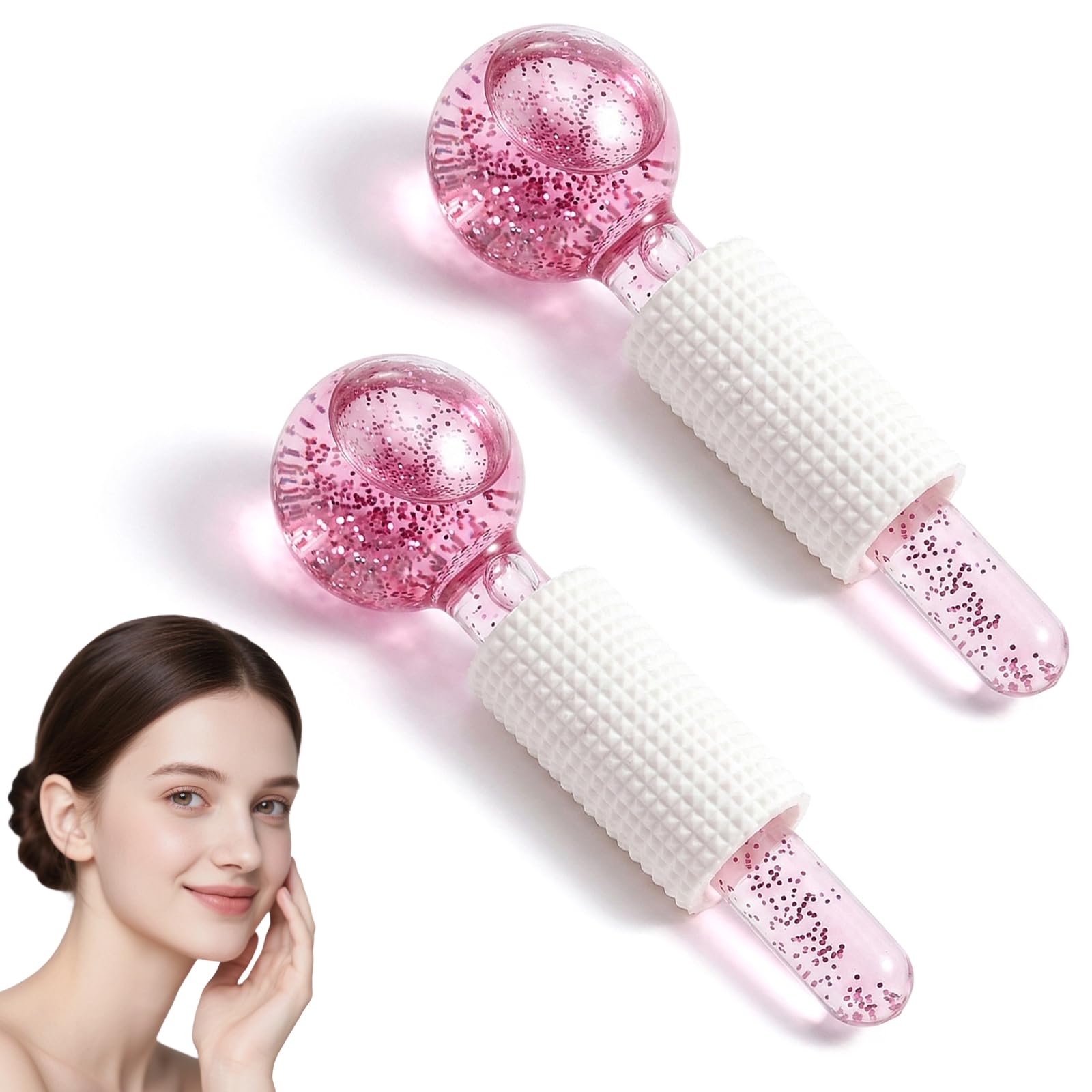 2 uds Masaje de Hielo Bola, Rodillo Facial Ice Globes, Bola de Belleza de Hielo Facial, Masajeador Facial Para Piel Fría, reduce bolsas y arrugas