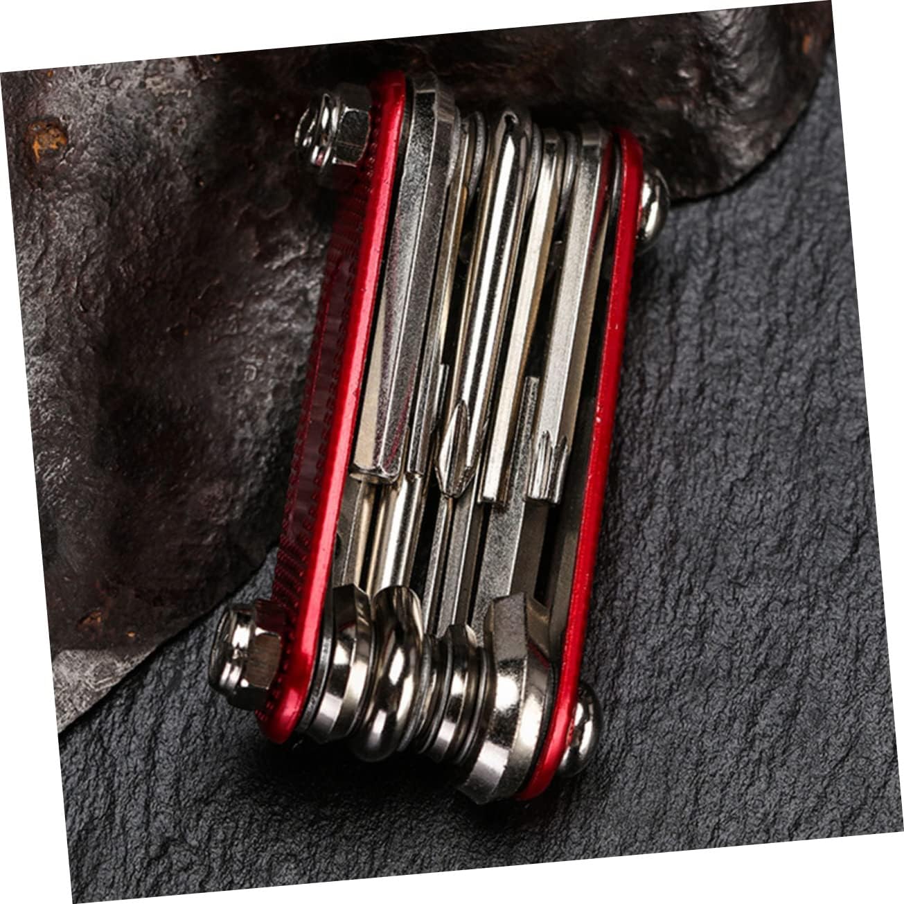 1Pc Multi Function Bicycle Repair Tool with Wrench Durable Design Easy to Use for Quick Repairs Road Mountain Bikes Compact Portable Red Color