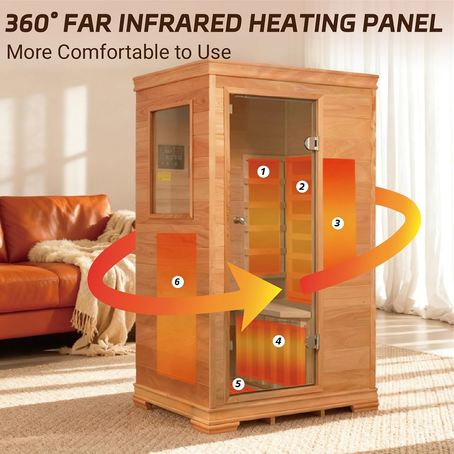 1 Person Infrared Dry Sauna for Home, Low EMF Indoor Sauna Box, Premium Wood Build with 960W Carbon Panels - Home Sauna for Daily Relaxation & Wellness, 35 * 27 * 61 Inch,Ventilation & Storage Tray