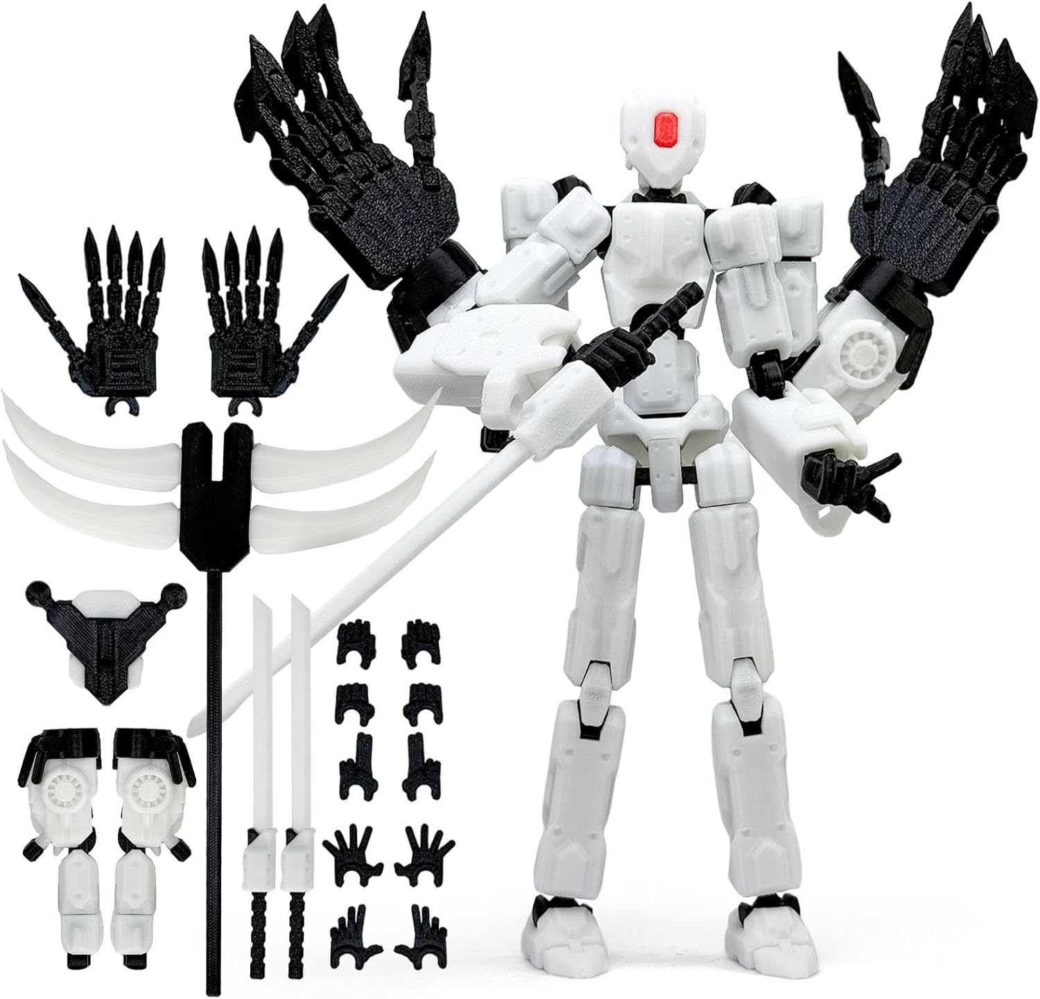 Binvin 8Inch T13 Assembly Completed Action Figure,3D Printed Multi-Jointed Movable Toy Nova 13 Action Figures Desktop Decorations for Game Lovers Toy (White)