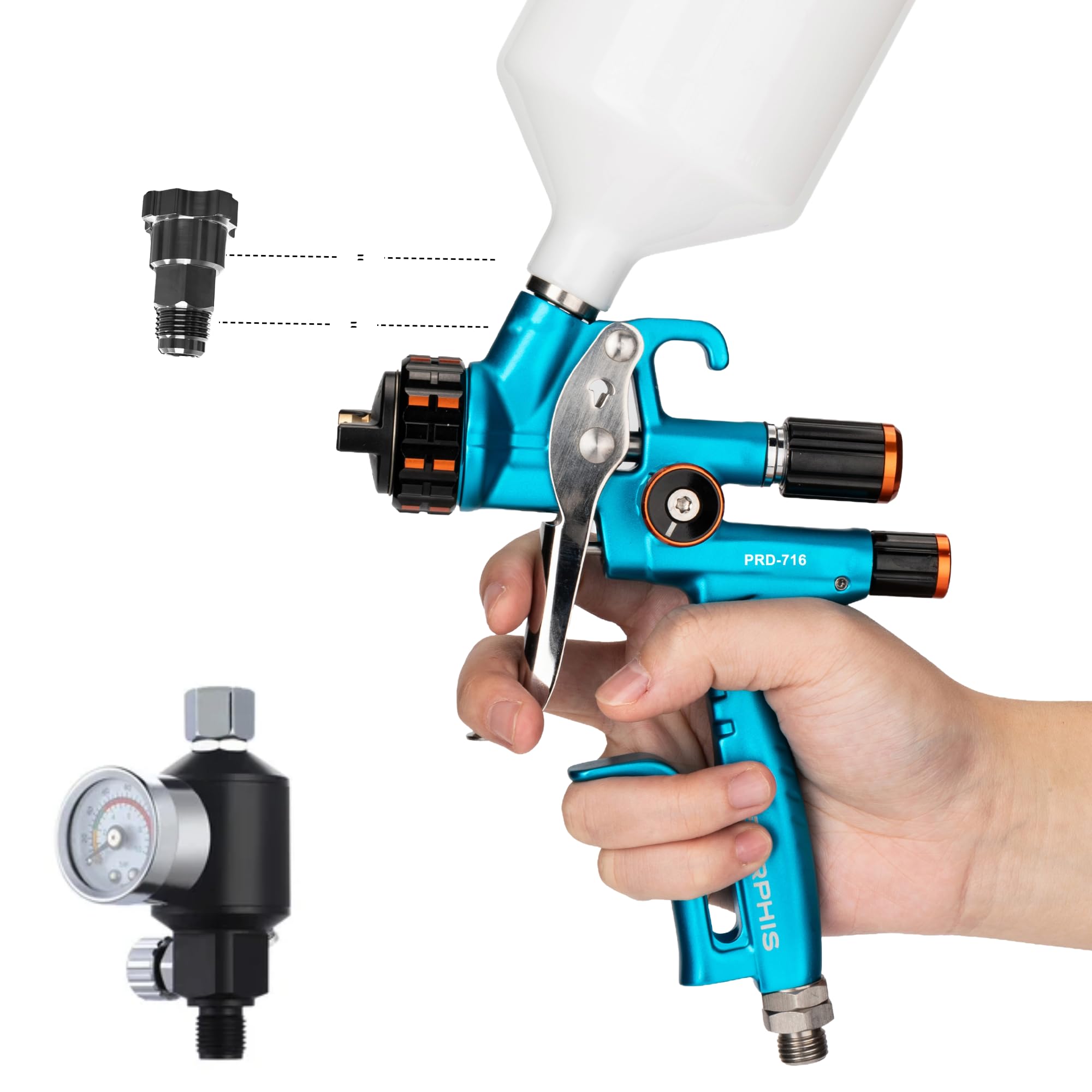 Pistolet pulvérisateur HVLP de 1,3 mm à alimentation par gravité PRD-716 pour finitions nettes