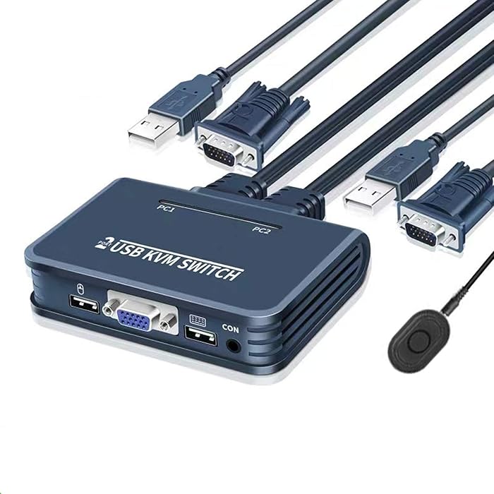 Buy 2 Port USB VGA KVM Switch,2 in 1 Out Dual Port VGA Monitor Selector Switcher Box for 2 PC