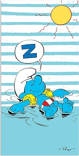 Toalla de playa de pitufos Clumsy  Beachtech - Toalla sostenible y ecológica de 30 x 60 pulgadas