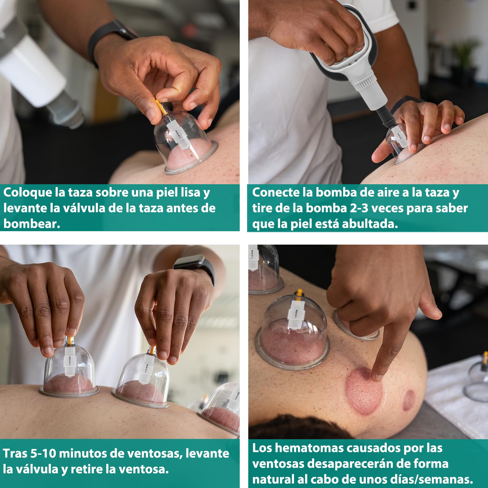 Kit de Ventosas Fisioterapia con Bomba de Vacío, Ventosas Masaje para Vacumterapia (18 piezas), Ventosa Celulitis Faciales y Cuerpo, con Instrucciones, Ventosa Anticelulitica Cupping Set