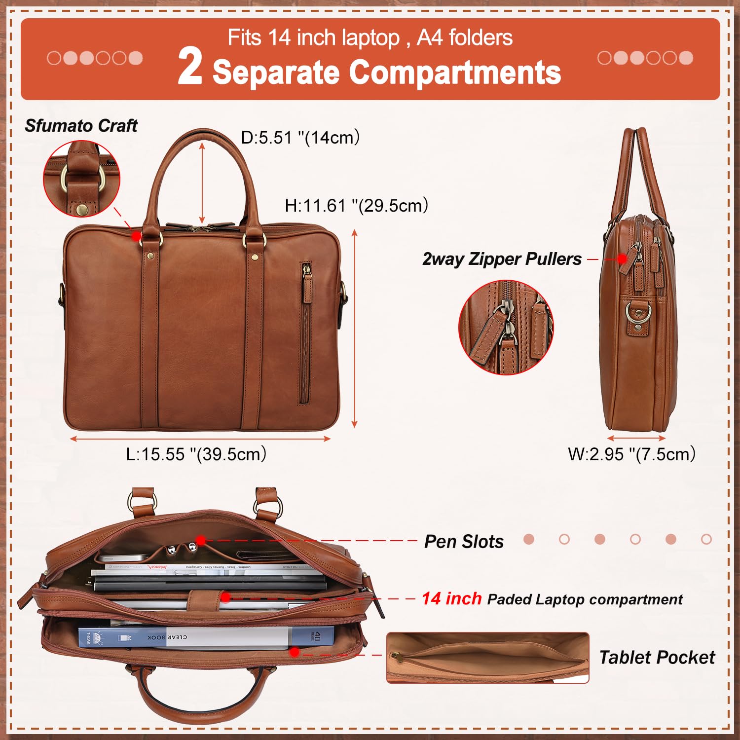バッグ COACH 2way leather briefcase business A4 Banuce Vintage Full Grain Italian Leather Briefcase for Men 14
