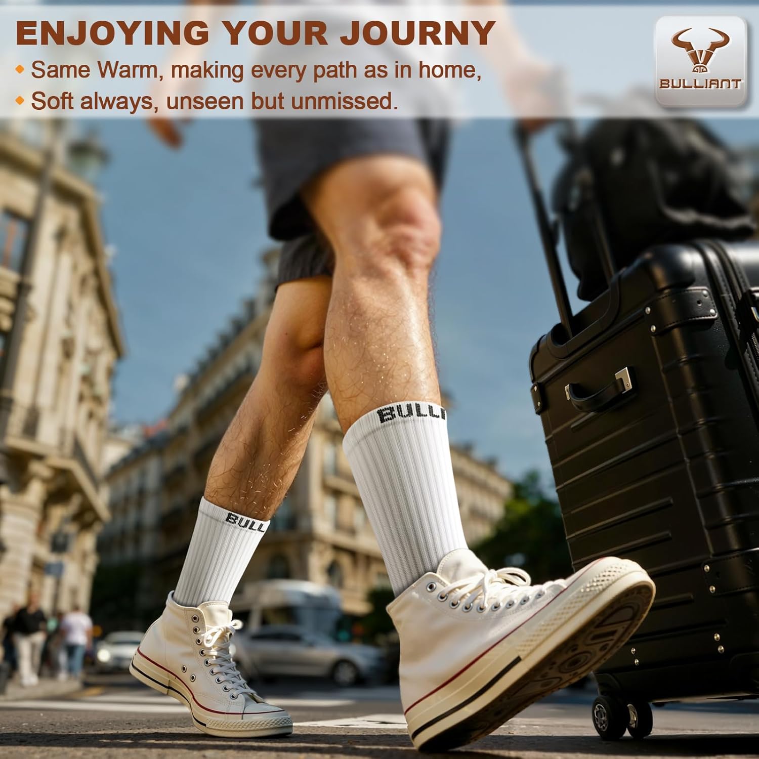 BULLIANT Men Socks,Athletic Crew Socks Compression For Men Sports Running Cushioned Footbed Non-blister Toe Brethable Wicking - Image 2