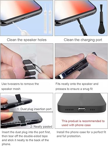 Miniatura 6 de Enchufe antipolvo USB C, para teléfonos con puerto de carga USB tipo C, kit de tapa antipolvo USB C con malla de altavoz y accesorios de montaje