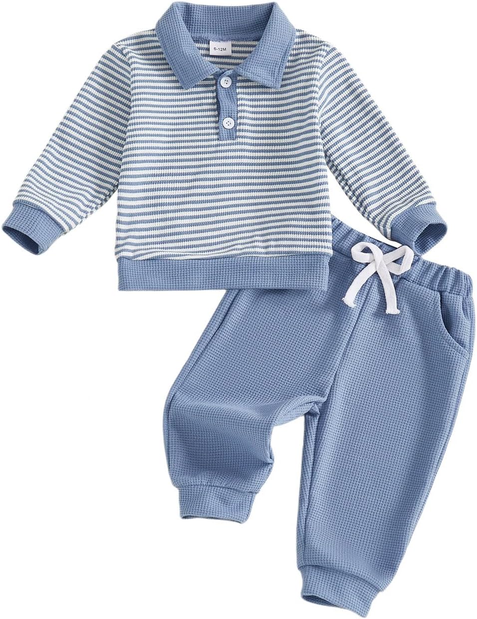 Baby Boy Toddler Fall Outfit Striped Sweatshirt Toddler Boy Winter Waffle Clothes 3 6 12 18 Months 2 3 T Pant Set